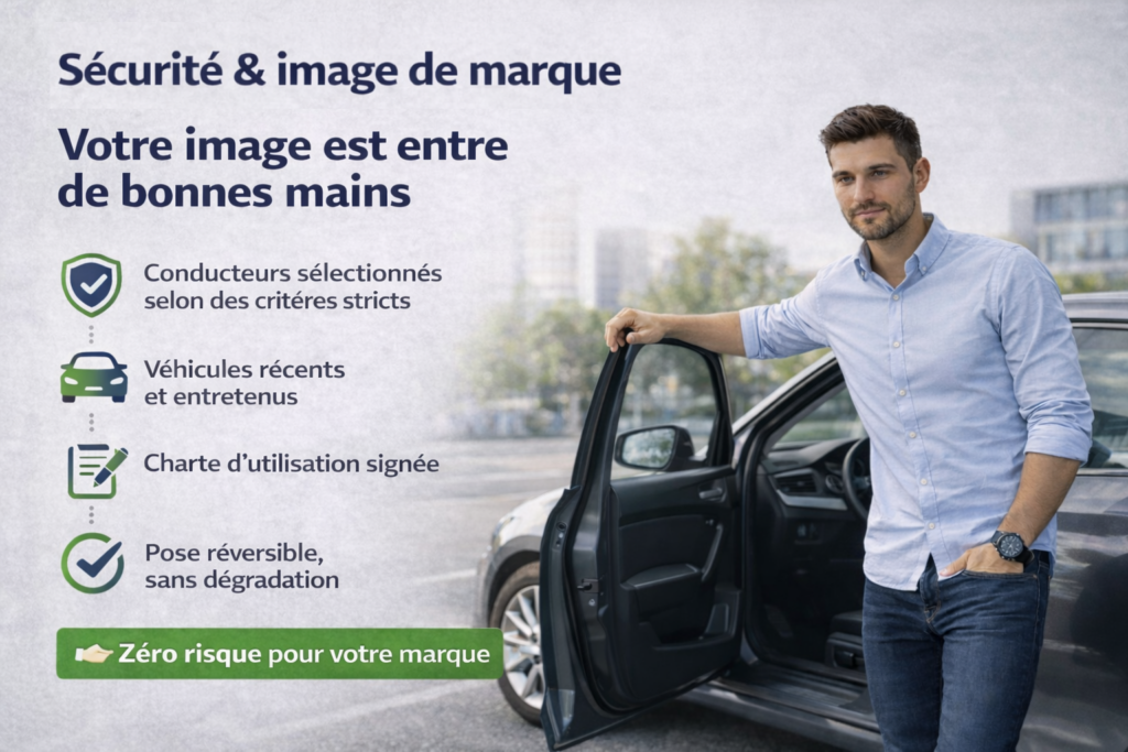 Homme sortant de son véhicule publicitaire gagnant de l'argent