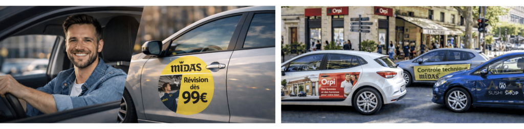 Concept Loue-ta-portière : conducteurs et annonceurs, publicité mobile locale