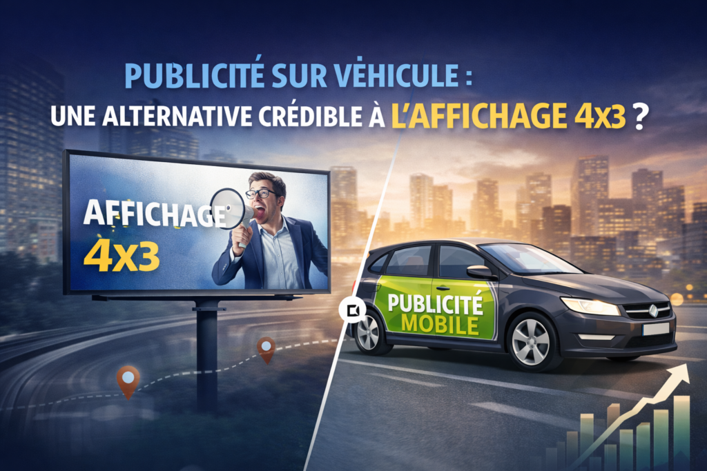 Comparatif entre publicité mobile sur véhicule et panneau publicitaire 4x3